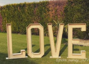 grandes lettres en 3D bois notre_mariage_2019